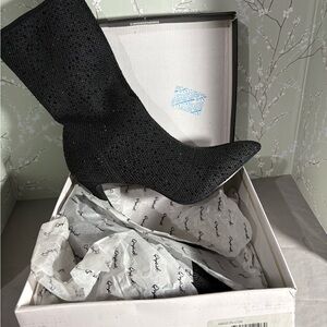 Qupid Black Sparkle Heeled Boots